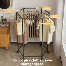 1pc 360° Rotating Floor Standing Clothes Rack, Hexagonal Swivel Garment Rack On Wheels - Sturdy Metal Frame, Portable Space-Saving Design, Suitable For Laundry Room, Boutique Display And Home Storage, Clothing Hanger, Laundry Room Accessory, Modern Aesthetics, Durable Structure