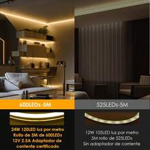 Luz Led Neon Blanca Cálida 5M 600 Ledes Flexible Cortable IP67 Impermeable para Exterior Habitación - Azul - Ver 4