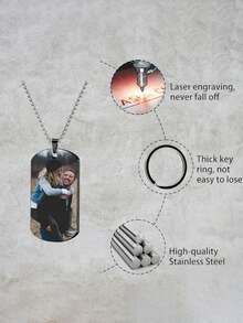 Custom Engraved Pendant Necklace, Personalized Photo Military Badge, Stylish Stainless Steel, Men's Souvenir Gift, Boyfriend Gift, Christmas Gift, Valentine's Day Gift, Custom Double Pendant Military-Style Necklace For Men - Multicolor - View 3