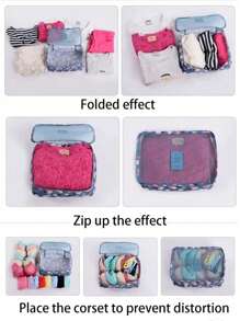6件套旅行收纳套装：化妆包、洗漱包、多功能收纳包、行李袋、旅行洗漱包、防水洗漱包、鞋袋 - 彩色 - 查看 4