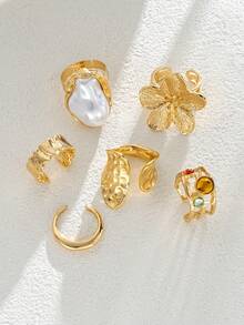 (No Box) 33/20/3pcs Simple Floral Crystal Ring, Exaggerated Bracelet Set, Layered Necklace Set With CCB Earrings, Jewelry Set For Women, Suitable For Vacation, Date, Daily, Casual, Party, Gift For Girlfriend, Friend - Jewelry Set - View 5