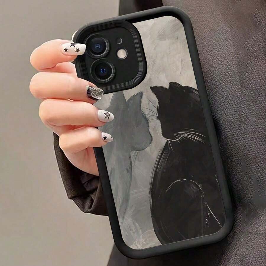 Suitable For IPhone17/IPhone17 Air/IPhone17 Pro/IPhone17 Pro Max/16 Pro Max/15 Pro Max/14 Pro Max/13 Pro Max/12 Pro Max, High-End Fashion, Oil Painting Design - Black - View 1