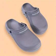 Comfortable Non-Slip Durable Deodorant Kitchen Shoes Monochrome Waterproof Oil-Proof Chef Shoes Indoor Casual Soft-Soled Slippers With Headgear Male And Female Alphabet Function Shoes Couple Beach Bag Head Sandals Black Gray Pink - Black - View 7