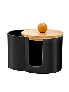 2-In-1 Bamboo Lid Transparent Plastic Storage Box, Desktop Makeup Organizer Box With Double Round Holes, Transparent Cosmetic Storage Box With Dual Compartments - Modern Vanity Table Storage Box With Lid, Bathroom Vanity Organizer, Suitable For Makeup Brushes, Lipsticks, Beauty Tools Bag, Makeup Bag, Toiletry Bag, Desk Organiser, Cosmetic Bag, Makeup Pouch, Make Up Organizer, Vanity Accessories, Make Up Pouch, Make Up Bags, Jewellery Box, Pouch, Makeup Brush Holder, Brush Holder, Perfume Organiser, Pouch Bag,Gifts For Women,Christmas Gifts,Gift Ideas For Women - Clear - View 11