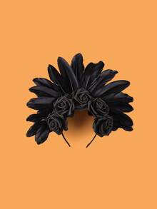 1pc Halloween Rose Headband Black Flower Crown Day Of The Dead Headpiece Gothic Headband Cosplay Party Costume Accessories - Halloween Headband - View 4