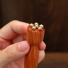 1pc Wooden Eye Massager Roller Face Massage Stick With Metal Ball Roller For Contouring Firming Glowing Skin,Hair,Hair Tools,Hair Care,School,Back To School,Travel,Travel Essentials,Home Essentials,Spa,Massage Tool,Massage,Massager,Spa