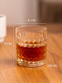6-Piece Minimalist Transparent Glass Water Cup Set, Suitable For Home Use, Coffee Cups, Juice Cups, Whiskey Cups, Straight-Sided Textured Beverage Cups, Multiple Sizes Available, Party Table Cups. - DM303 (280ml) - View 2