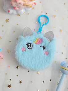 1 Stück 2025 Neuer runder Cartoon Plüsch Anhänger Buch Einhorn große Augen süßes Notizbuch Kinder Taschenbuch - Verschiedenfarbig - Übersicht 4