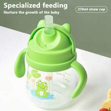 Multidirectional Straw Cup For Kids, Leak-Proof Weighted Straw Cup With Transition Handle, Suitable For Children 6 Months And Above - Green - View 2