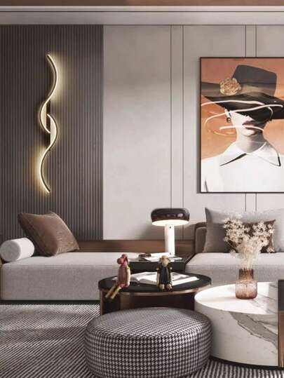 Moderne LED Wand Lamp, Home Minimalist Lighting Fixture, Linear Light, Luxe Cool White/Warm Wit 5500 6000K/2700 3500K, Aluminum/Silicone, Light/Warm Verlichting Living Room, Bedroom, Bedside, Corridor, Cafe, Farmho Closet, Office, Entrance, Long ative Indoor Lighting, Zwart Goud view 3