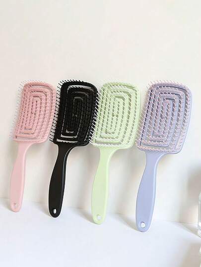 1 pezzo Pettine cavo da donna, adatto per uso bagnato o asciutto - Design per massaggio delicato, manico in plastica ABS, adatto per tutti i tipi di capelli, pettine largo portatile per lo styling, pettine districante per capelli lunghi da donna, riduce grovigli e crespo, essenziale per la casa, uso quotidiano, comodo per i viaggi, design cavo, must-have per le ragazze giovani, stagione back to school, accessori da bagno