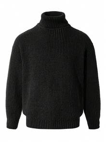 كنزة صوفية رجالية بياقة عالية بطبعة عملة قديمة، خريف وشتاء