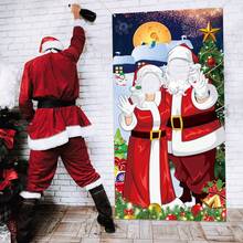 1 peça de decoração para cenário de festa de Natal, rosto de Natal em buraco, adereços para fotos, capa de porta, adereços para cabine de fotos, fundo de Papai Noel, fundo fotográfico engraçado para festas de Natal - Multicolorido - Ver 9