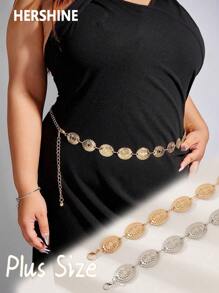 Hershine 1件装加大码时尚腰链，复古波西米亚风花卉图案腰带，适合搭配连衣裙、西装、日常场合、度假，也是送给朋友、母亲、女友、生日、情人节的礼物。 - 14片花紋花邊腰鏈 - 查看 9