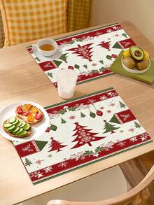 2-4 Pcs Christmas Placemat Set 12x18 Inch - Christmas Fabric Decoration Table Mat For Festive Dining And Kitchen Table Decor, Family Dinner Table Decor, Party Decor, Best For Christmas