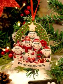 LICVIC Custom Christmas Ornaments With Name, Personalized Christmas Tree Decorations, Customized 2-8 Names Ornaments, Customizable Christmas Decorations, Diy Ornaments, Christmas, Indoor, Outdoor, Garden, Anniversary, Snowman Family, Christmas Tree Ornaments, Room Decor, Boys, Girls, Mom, Dad, Kids - Style a - View 5