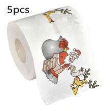 1 Piece Christmas Print Toilet Paper Roll - White Paper, Santa Claus Theme Decorative Home Decor, Holiday Gift For Restaurant Cafe - Multicolor - View 11