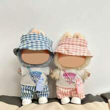 [Solo ropa] Nuevo muñeco de peluche creativo de 17 cm de la 1ra/2da/3ra generación Labobo con conjunto de ropa casual a cuadros lindo y cambiable para Labubu