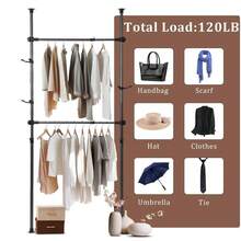 Floor To Ceiling Adjustble Garment Rack, Heavy Duty 2-Tier Clothes Rack - 1-dTLDYJB - View 5