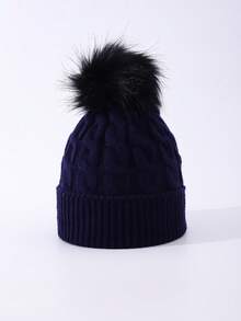 Women's Rhombus Pattern Casual Acrylic Knit Hat, Autumn/Winter