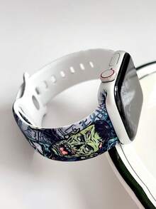 1pc Halloween Skull Print Silicone Watch Band Compatible With Apple Watch Band Strap 38mm 40mm 41mm 42mm 44mm 45mm 49mm (S10 42)Mm (S10 46)Mm, Fashionable Soft Silicone Sports Watch Strap Bands Compatible With Iwatch Series 11 Ultra3 Ultra 2 SE3 S10 SE2 9 8 7 SE 6 5 4 3 2 1, Perfect Gift For Thanksgiving,Halloween,Birthdays,And More-Unisex For All Ages