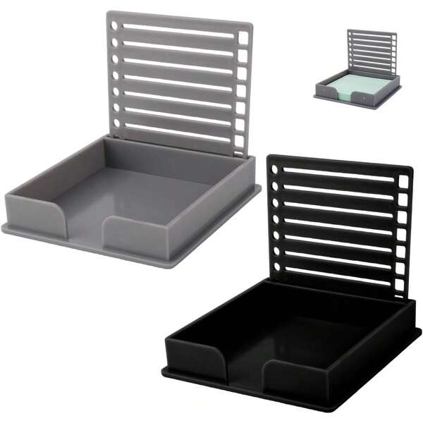 Tinoaly 2pcs Sticky Note Holder With Line Stencil, ABS Plastic Memo Pad Organizer Sticky Note Stencil Template Home Office Desk Accessories