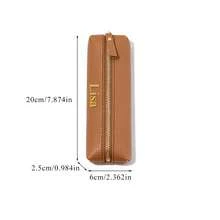 Costomized Letters PU Pebble Leather Office Zipper Pen Case, Personalized Student Pencil Bag, Large Capacity Handmade Creative School Stationary Organizer Pen Bag Pouch, PU Storage Peicil Case - Brown - View 10