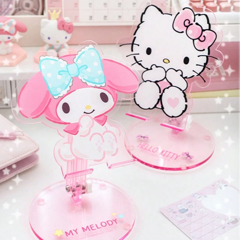 Hello Kitty & My Melody Sweetheart Series Multifunctional Stand - Phone Stand, Desktop - Friendly Cute Phone Holder, Multifunctional IPad And Tablet Stand, Bedside Lazy Bracket, Portable And Foldable - Multicolor - View 1