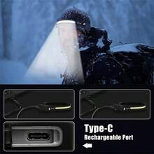 2x COB LED Headlamp Work Light Bar Headband Lamp USB Rechargeable Headlight - Black - View 3