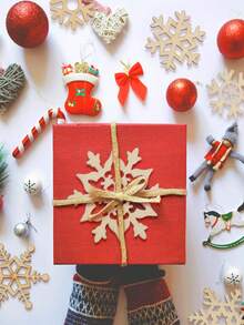 20个/10个未上漆木制雪花圣诞装饰品，带绳子的雪花挂件，手工制作，适合圣诞树装饰 - 彩色 - 查看 4