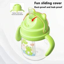 Vaso con pajita multidireccional para niños, vaso con pajita con peso y asa de transición a prueba de fugas, apto para niños a partir de 6 meses - Naranja - Ver 6