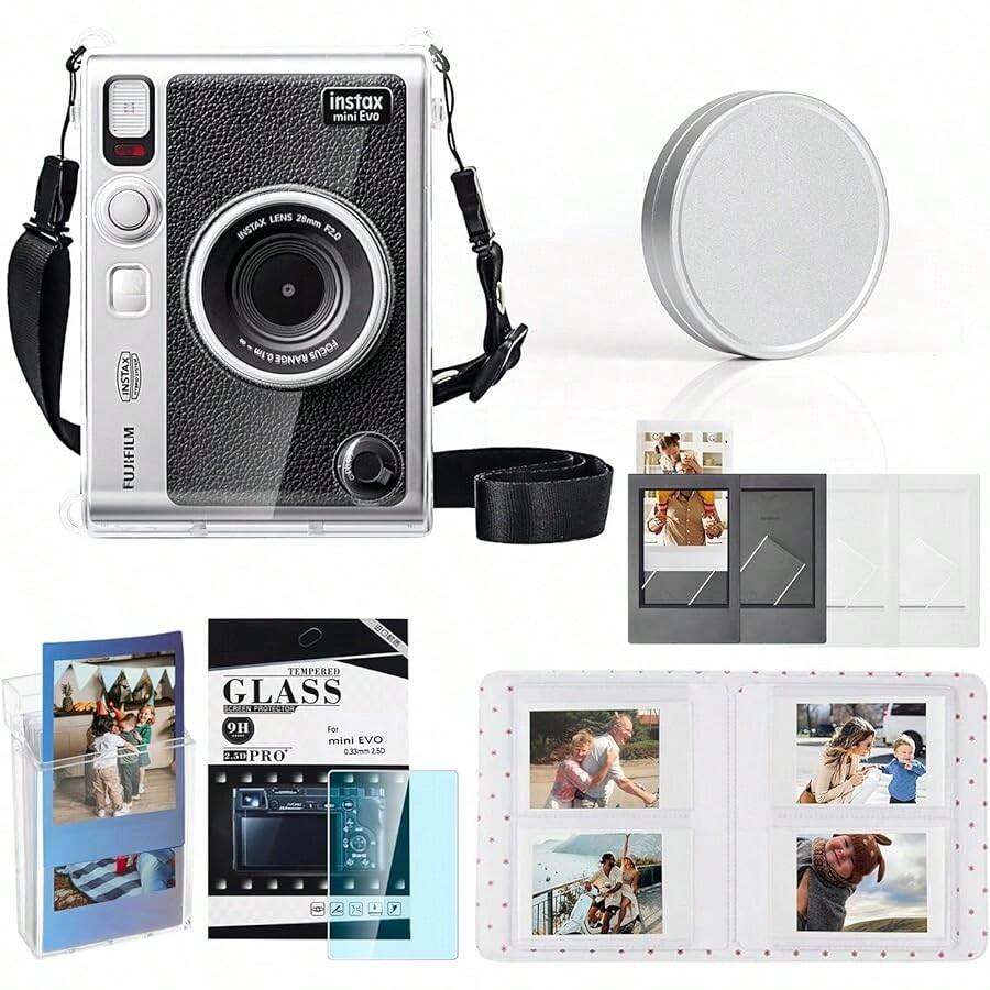 Free Shipping    For Fujifilm  Mini EVO Instant  Hybrid  PU  Bag Accessories With  Strap & Screen  (Vintage Brown) - 透明案例捆綁包 - 查看 1