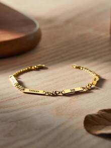 1pc Personalized Multi Name Bracelet, Customized Carving 1-4 Name Bracelets, Dad Bracelet With Child Name, Personalized Multi Name Bracelet, Stainless Steel Laser Carving Name Bracelet, Halloween Jewelry, Wife's Gift To Husband, Family Gift, Birthday, Halloween, Christmas Gift - Multicolor 2 - View 3