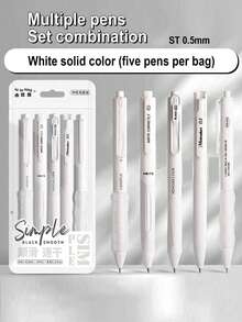 5/10 Pcs Fashionable Retractable Neutral Pens, 0.5mm Fine Point, Black Ink, Quick Dry No Bleed, Smooth Writing Pen, Aesthetic Pens For Writing Drawing Journaling Note Taking, Gifts Suitable For Exams, Office Work & Stationery Back To School