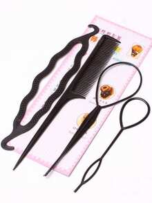 2pcs/Set Hair Braiding Tool, Hair Styling Tool, Ponytail Maker, Hair Accessories, Back To School, Travel Holiday Essentials, Hair Accessories For Women, Hair Curlers, Curly Hair Brush, Rollers, Curly Hair Products, Curler, Rollers For Hair Curl, Curly Hair Tools, Hair Roller, Hair Rollers, Curly Hair, Heatless Curl, Heatless Curls, Hair Curler, Barber, Hair Curlers, Barber Accessories, Rollers, Curly Hair Products, Curler, Rollers For Hairdressing Equipment, Accessories, Hair Curl, Curly Hair Tools, Hair Roller, Christmas,Curly Hair, Hair Curler, Hair Rollers, Heatless Curl, Heatless Curls, Rollers, Hair Curlers, Curly Hair Products, Hair Curl, Hair Roller, Rollers For Hair, Curly Hair Tools, Heatless Curlers,Hair, Accessories, Hair Products, Hair Tools, Hair Stuff, Hair Care, Curly Hair Brush, Barber, Barber Accessories, Hairdressing Equipment,Heatless Waves,Travel Essentials,Hairstyle,Hairdressing - Black - View 8