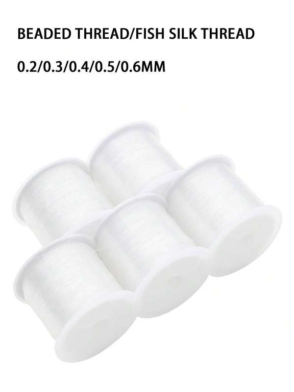 0.2-0.6mm Beading Cord/White Non-Elastic Beading Thread/Beading Bag Sewing Thread/DIY Jewelry Accessories Transparent Line/Nylon Crystal Fishing Line/Non-Elastic Fishing Thread