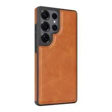 Retro High-End Protective Case With Side Leather Attachment & Inner Flocking + Magnetic Card Holder Set, Premium PU + TPU Material, Shockproof, Rear Card Storage, Magnetic Compatible For Galaxy S24 Ultra , Galaxy S25 Ultra - 灰色 - 查看 2