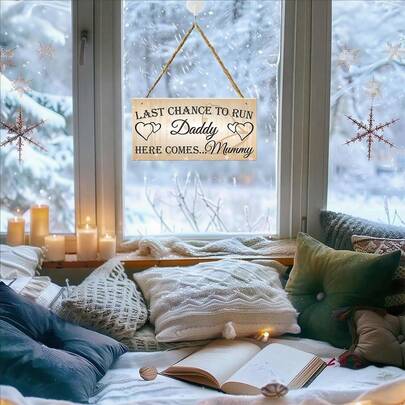 1set Fun Decorative Wooden Hanging Ornaments, - 6.89x13.78in ,Equipped With Hemp Rope And Cute Christmas Stickers,Wooden Door Hanging Plaque - Christmas & Holiday Decorations For Home, Window, Wall, Indoor & Outdoor Home Decor Christmas Decorations Room Decor