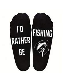 Unisex Fishing Socks, Fishing Dot Grip Mid-Calf Socks, Funny Fishing Socks, Men's Non-Slip Socks, Novelty Christmas Birthday Fishing Gift, Suitable For Men, Dads, Grandpas, Fishermen, Fall - Multicolor - View 2