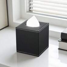 Cubierta de caja de pañuelos cuadrada - Soporte de caja de pañuelos cúbico de moda con base magnética, caja de pañuelos decorativa de PU adecuada para tocador, mesita de noche, escritorio, encimera de cocina, oficina en casa, automóvil, decoración de caja de almacenamiento, regalo festivo - Multicolor - Ver 10
