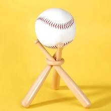 Mini Baseball Schläger Präsentationsständer, hölzerner Baseball Schläger Präsentationsständer mit bemalter Dekoration - hält 1 Baseball Schläger und 1 Ball, geeignet für Heim/Büro/Man Cave Dekoration, Baseball-thematische Partydekoration, Raumdekoration, Partyszene Dekoration, Puppenhaus, Schreibtischzubehör ohne Montage erforderlich, elegante Holzakzente, exquisite Verarbeitung, ideal für Sammler und Jugendliche