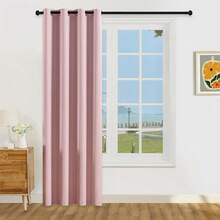 1 件/2 件可选轻质遮光窗帘，100% 遮光窗帘，带金属索环，客厅/卧室窗帘，粉色窗帘 - 粉色 - 查看 23