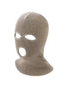 1 件纯色休闲简约 3 孔拉法帽，男女通用街头骑行防风耳颈保暖面罩便帽