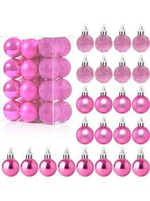 24pcs Multi-Color Christmas Tree Decorations, Flocked Ornament Balls For Home, Window Display, Christmas Decor