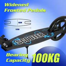 Advwin Folding Kick Scooter 3 Adjustable Height For Ages 6+ Kid Teens & Adults 20cm PU Wheels Load 100kg Blue