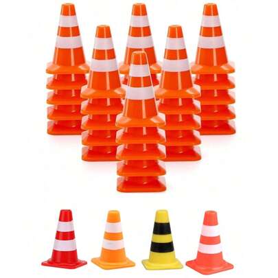 6/10 件迷你交通锥，迷你模拟安全锥路障标志，小型交通标志足球锥，适用于沙箱、工程、建筑、施工角色扮演