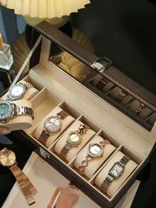 2/3/6/10/12 Slot Luxury Large Capacity Watch Storage Box, Display Stand Holder For Watches, Bracelets, Suitable For Men And Women, Mechanical & Electronic Watch Organizer. Elegant Black PU Leather Case With Safety Barrier - Can Hold Watches, Perfect Gift Display Box PU Leather Case, Watch Storage Box, Clock Display Box, Home Organization And Storage, Room Decor, Gift For Men And Women - Watch Box - View 6