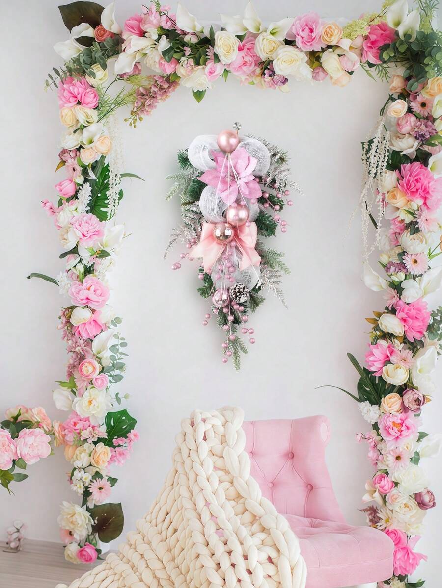 1 pieza Corona navideña colgante, adecuada para pared, puerta, decoración del hogar rústico, decoración de boda, decoración navideña, corona de temporada