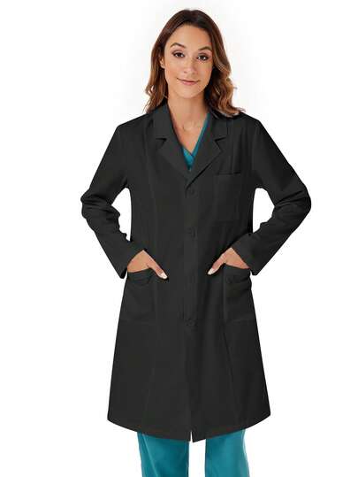 cimmuovere Chaqueta de bata de laboratorio de manga larga con bolsillo y cuello individual desgastado