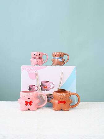 1pc 530ml Large Capacity Cookie Ceramic Mug, Nordic Style Modern Ceramic Espresso Latte Coffee Cup, Suitable For Home Use Water Cup, Office Cup For Men And Women, Unique Women's Milk Tea Cup, Milk Cup, Valentine's Day Gift, Birthday Gift, Mother's Day Gift, Christmas Gift, Home Set